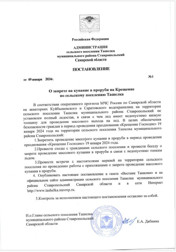 Постановление №1 от 09.01.2024г.